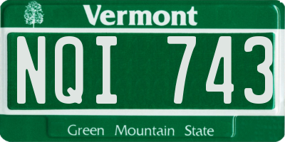 VT license plate NQI743