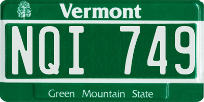VT license plate NQI749