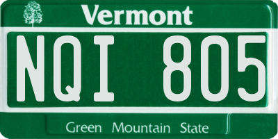 VT license plate NQI805