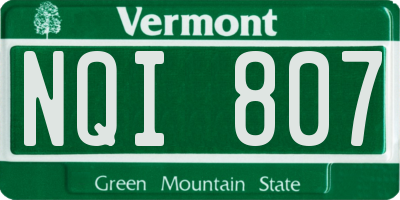 VT license plate NQI807