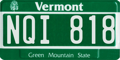 VT license plate NQI818