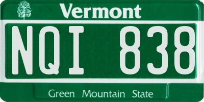 VT license plate NQI838