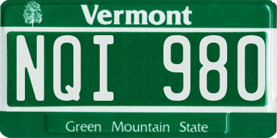 VT license plate NQI980