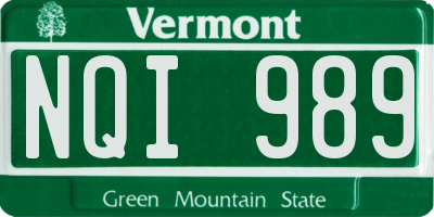 VT license plate NQI989