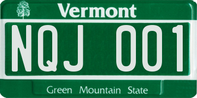 VT license plate NQJ001