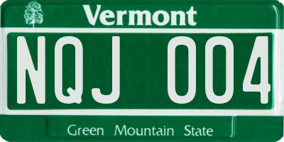 VT license plate NQJ004