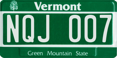 VT license plate NQJ007