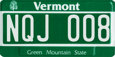 VT license plate NQJ008
