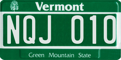 VT license plate NQJ010