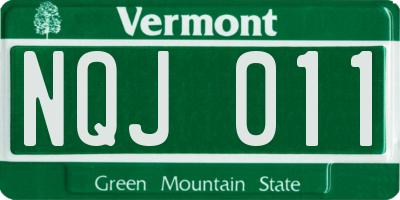 VT license plate NQJ011