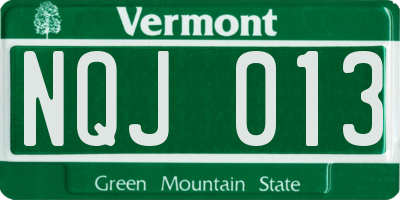 VT license plate NQJ013