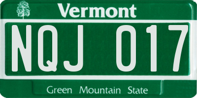 VT license plate NQJ017