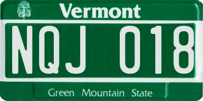 VT license plate NQJ018