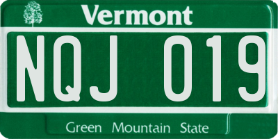 VT license plate NQJ019