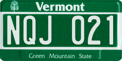 VT license plate NQJ021