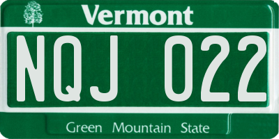 VT license plate NQJ022