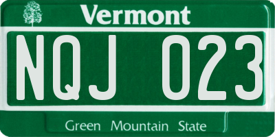 VT license plate NQJ023