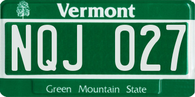 VT license plate NQJ027