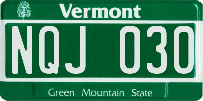 VT license plate NQJ030