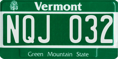 VT license plate NQJ032