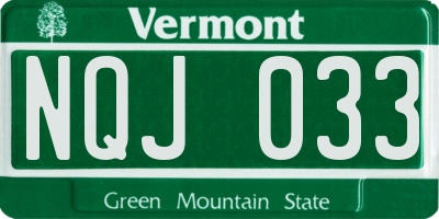 VT license plate NQJ033