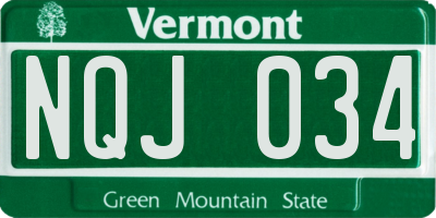 VT license plate NQJ034