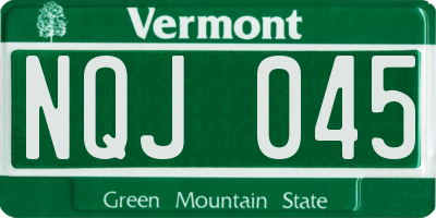 VT license plate NQJ045