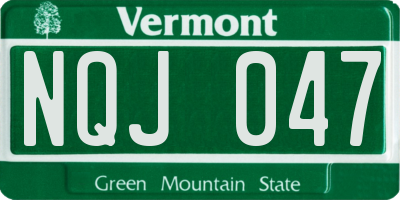 VT license plate NQJ047