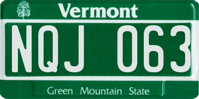 VT license plate NQJ063