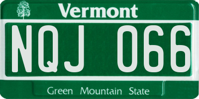 VT license plate NQJ066