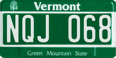 VT license plate NQJ068