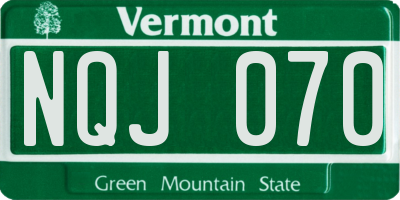 VT license plate NQJ070