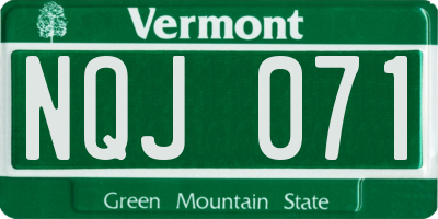 VT license plate NQJ071