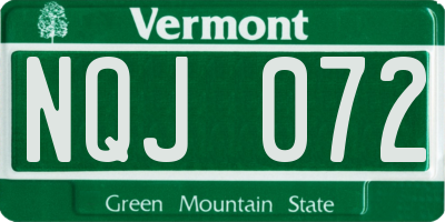 VT license plate NQJ072
