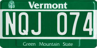 VT license plate NQJ074