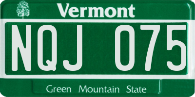 VT license plate NQJ075