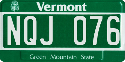 VT license plate NQJ076