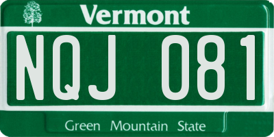 VT license plate NQJ081
