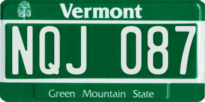 VT license plate NQJ087