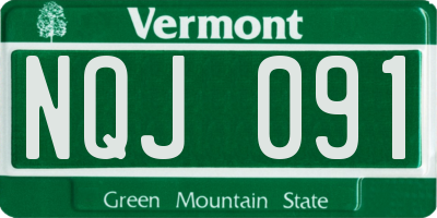 VT license plate NQJ091