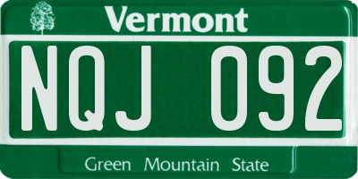 VT license plate NQJ092