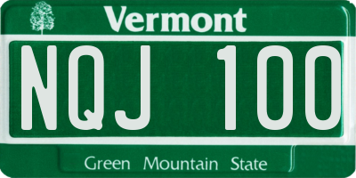 VT license plate NQJ100