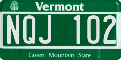 VT license plate NQJ102