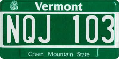 VT license plate NQJ103