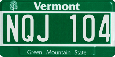 VT license plate NQJ104