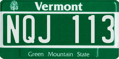 VT license plate NQJ113
