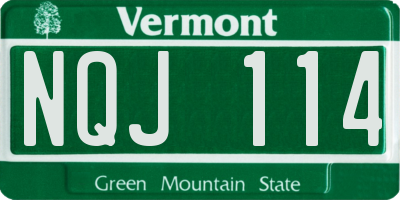 VT license plate NQJ114