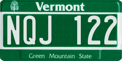 VT license plate NQJ122