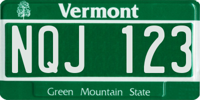 VT license plate NQJ123