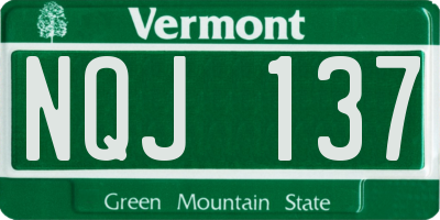 VT license plate NQJ137